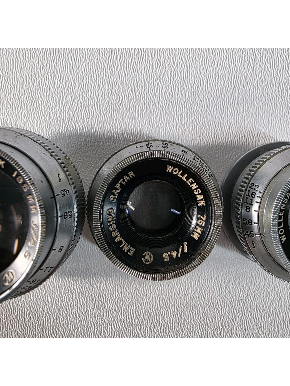 AS-IS: Vintage Wollensak Enlarging Raptar Lens Lot 135mm 75mm 50mm f/4.5 Fungus